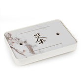 石韻岩板白色水墨紋茶盤 35*24cm